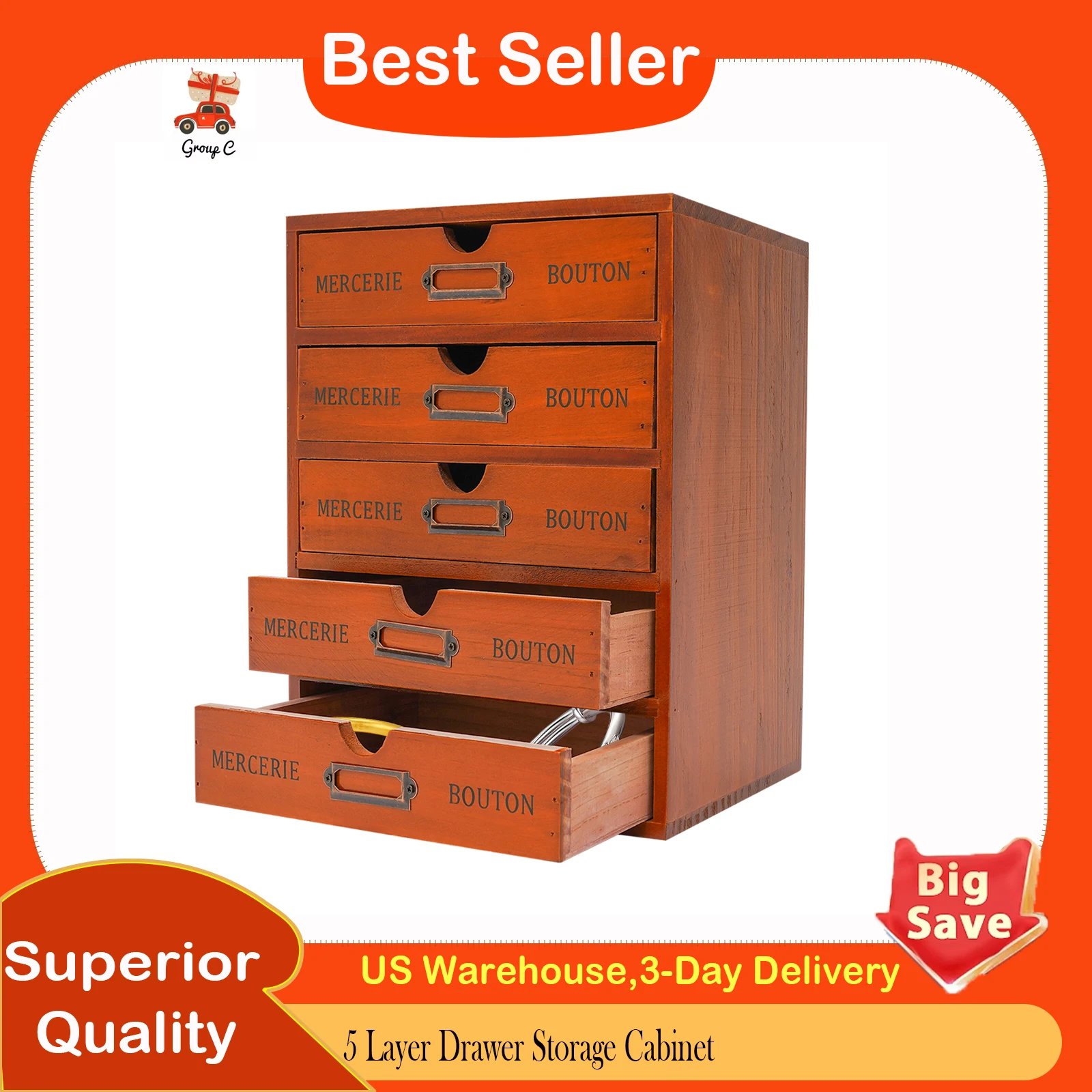 

5-слойный шкаф для хранения с ящиками, органайзер для хранения в винтажном стиле, многофункциональный шкаф для офисного стола, спальни, туалетного столика, кухни, рукоделия