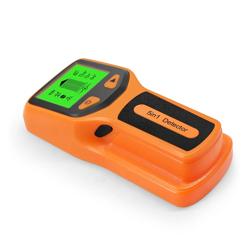 5-in-1-Wandscanner, Bolzendetektor, digitaler Hand-Wanddetektor, PVC-Wasserrohr, Metallfinder, Scanner, Orange, langlebig, einfach zu bedienen