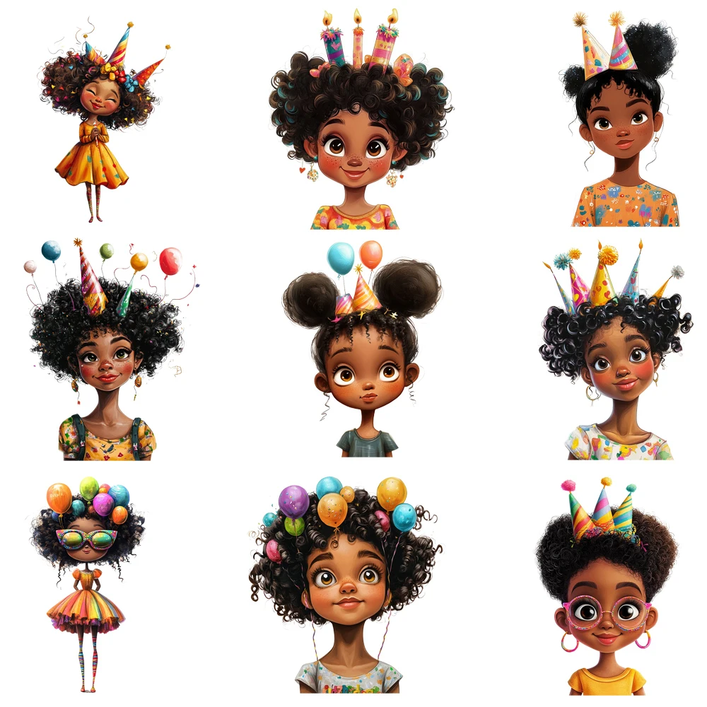 

15cm Kids Cute Birthday Crown Girls Iron On DTF Heat Transfer Sticker Diy T-shirt Iron On Transfer Patches Clothes Print Decals
