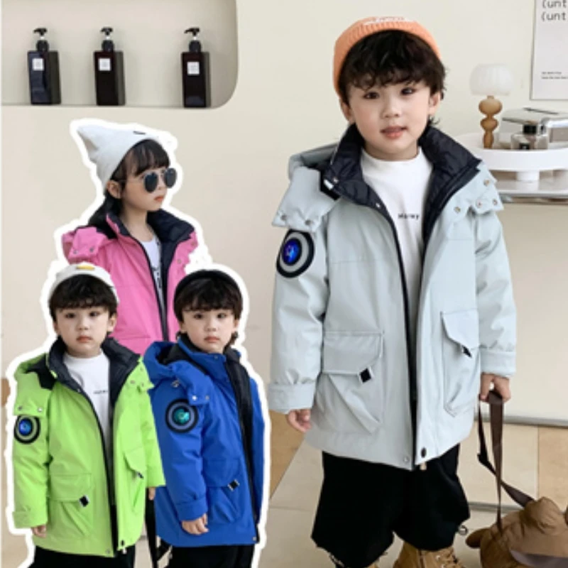 Boys Down Coat Jacket Cotton Outerwear Windbreak 2023 Sport Thicken Velvet Winter Warm Ski Outfits Children's Clothing