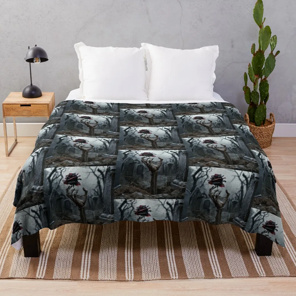 Decayed Skeletal Hand in the Graveyard Throw Blanket Thermals For Travel Decorative Beds Soft Plush Plaid Decoratives Blankets