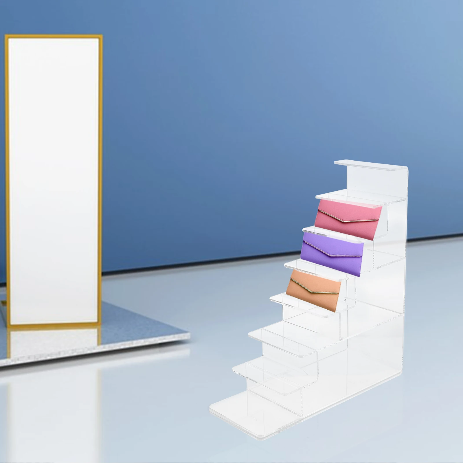 

Multi Layer Jewelry Rack Wallet St Acrylic Shelves Bag Display Riser Holder Clear Stable Material Smooth Edges Transparent