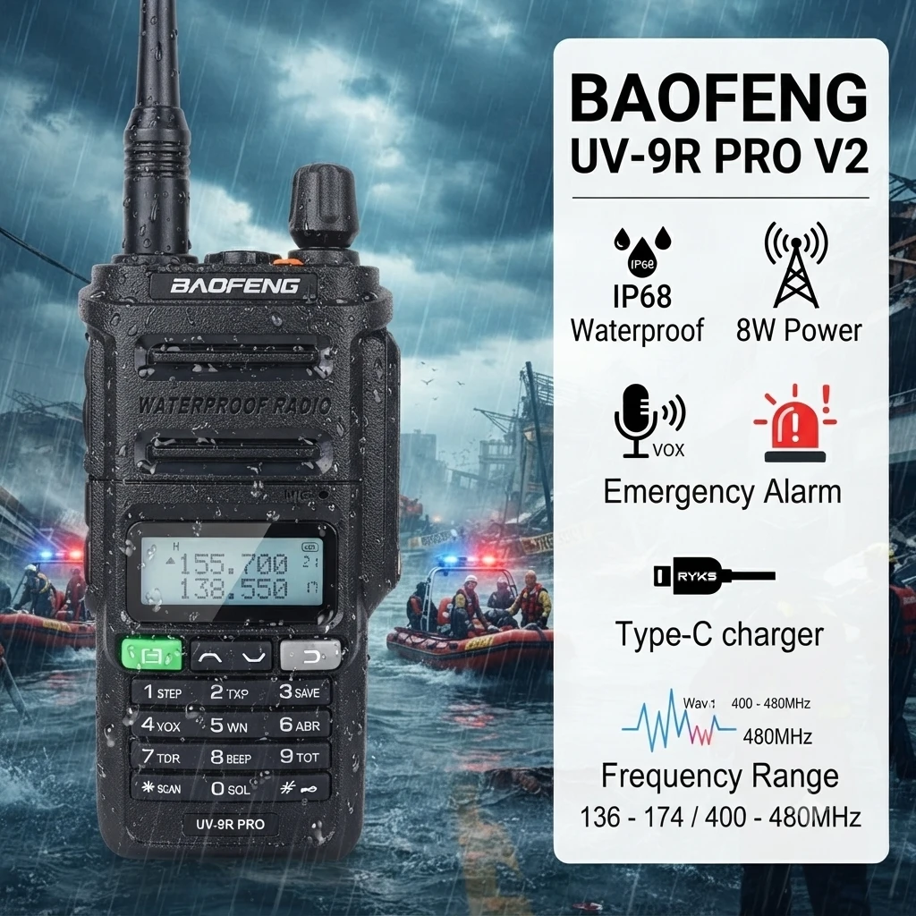 black-baofeng-walkie-talkie-waterproof-ip67-uv-9r-pro-v2-long-range-ham-radio-fm-vhf-uhf-for-emergency-rescue