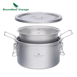 Boundless Voyage-Ultraleve Titanium Camping Pot, Fogão De Sopa De Arroz, Fogão Multifuncional, Portátil Ao Ar Livre, Panelas De Fogo Aberto