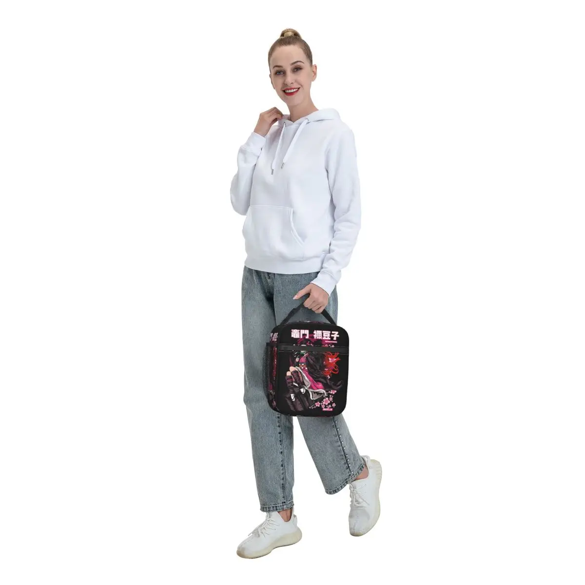 Custom Japanese Demon S-Slayer Insulated Lunch Bag for Outdoor Picnic Nezuko Kamado Resuable Cooler Thermal Lunch Box view 6