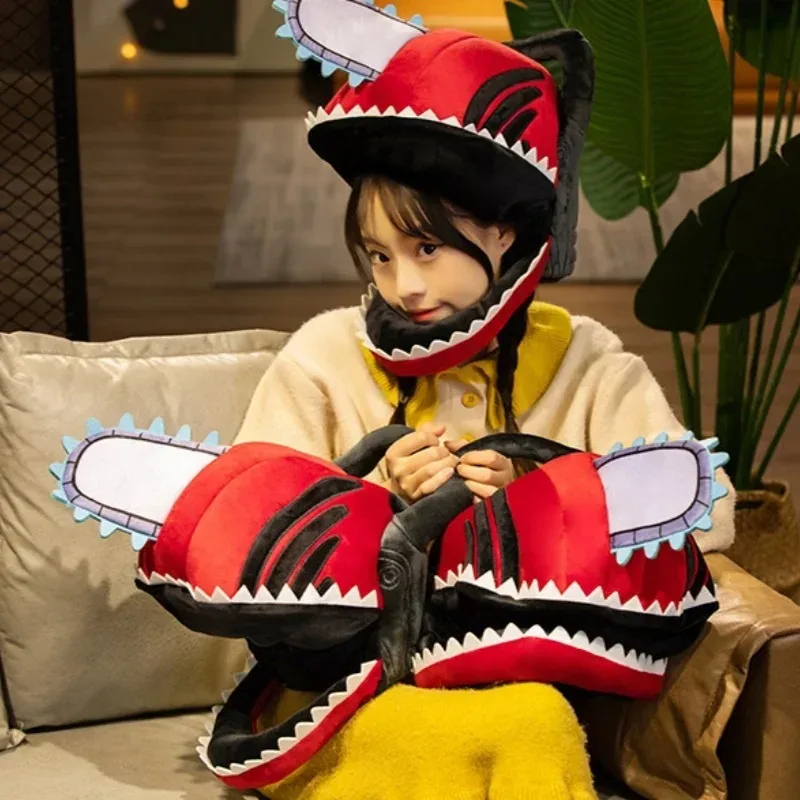 Denji Plush Toy Cosplay Mask Prop Anime Chainsaw Man Pillow Cute Stuffed Doll Headgear Soft Decorative Pochita Custom Mask Gift