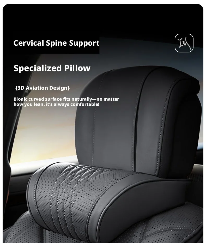 Luxuriöses Nappa-Leder-Latex-Nackenkissen für XPENG G3i P7 P7i P7+ G6 G9 G7 EREV X9 MONA M03 GX – Ergonomische Unterstützung für den Auto-Rückenbereich – Detail 2