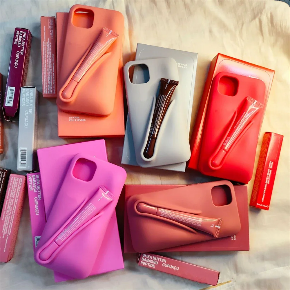 Rhode New Color INS Lipstick Silicone DIY Phone Case For iPhone 16 15 14 13 12 11 Pro Max Plus With Lip Gloss Set Back Cover image 6