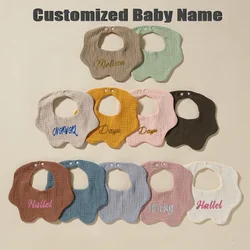 Personalized Gift Baby Cotton Bib Waterproof Newborn Accessories For Girls Muslin Burp Cloth Boy Custom Bibs For Baby Name Kids