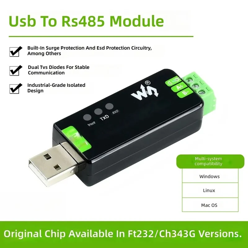 Snowy Industrial Bidirectional USB to RS485 Serial Converter Half Duplex for FT232 CH343