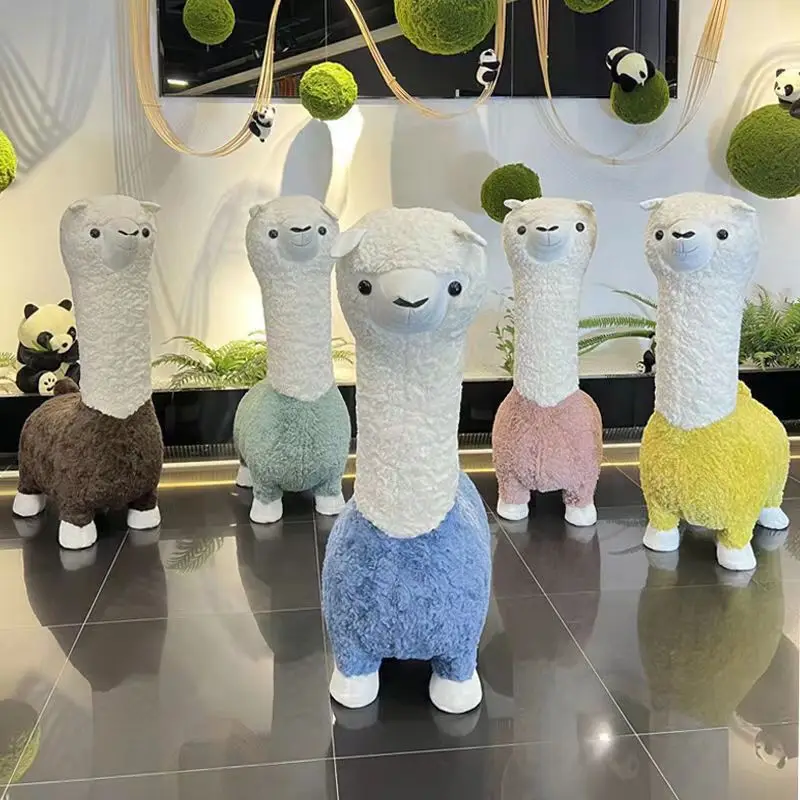 

Manufacturers wholesale creative alpaca stool bench leisure children cartoon animal stool plush seat lazy sofa