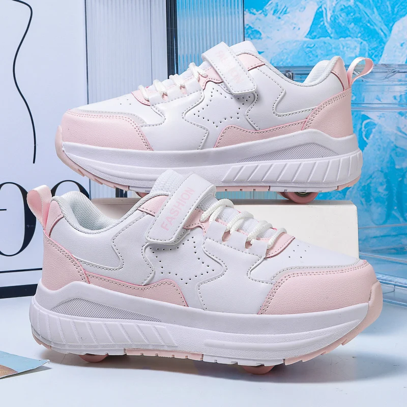 أحذية رياضية دوارة للأطفال من No-Tie Fall: زلاجات رائعة قابلة للسحب بأربعة عجلات - أحذية دوارة للطلاب للأولاد #1