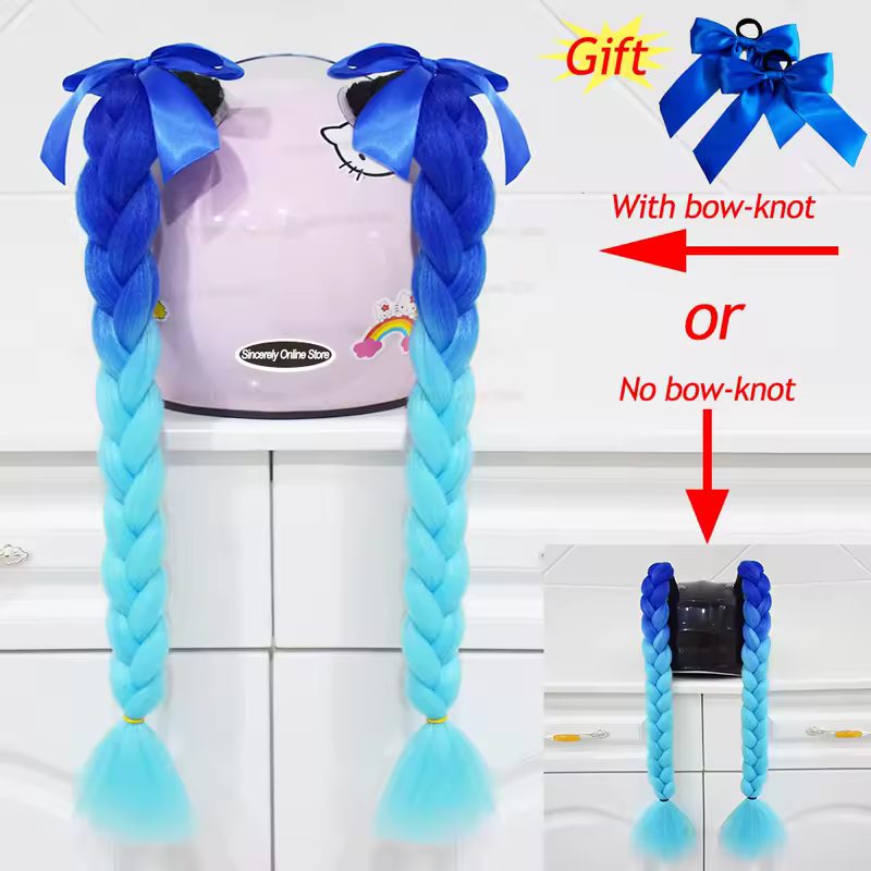 2pcs/pair New Motorcycle Helmet Braids Woman Braids Wig For Motorbike Helmets 164 colors Twist Dual Pigtail Ponytail With Sucker - Image 7