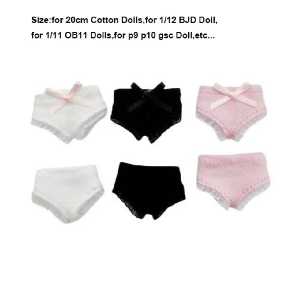 ชุดชั้นในตุ๊กตาน่ารัก ผ้าฝ้ายลูกไม้ DIY ยืดหยุ่นได้ 6 สี สำหรับตกแต่งบ้านตุ๊กตา