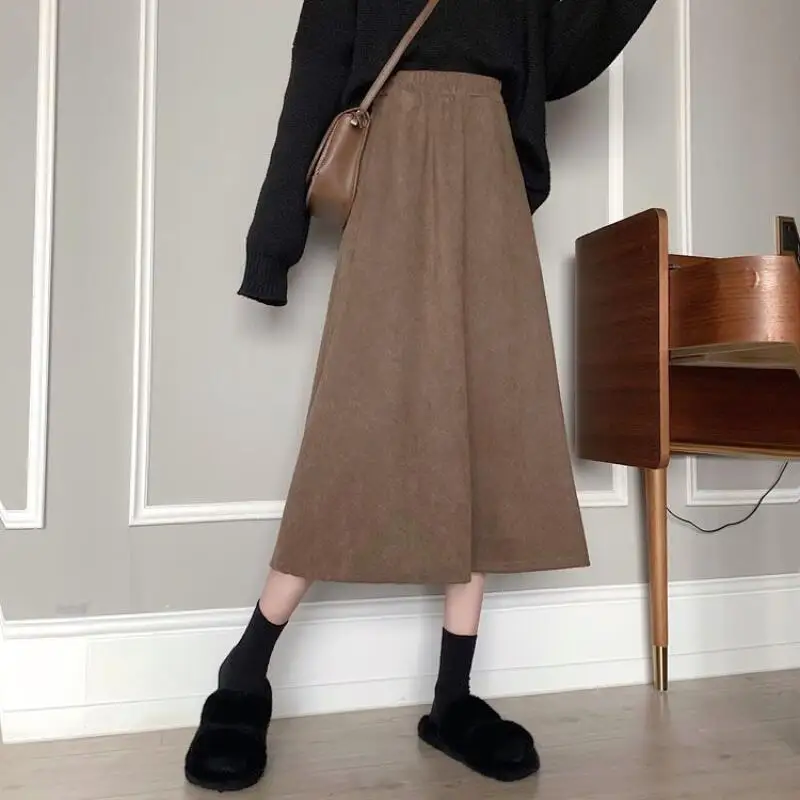 

Girl Woolen Fabric Skirt Kawaii Autumn and Winter High Waist Mid-Length Loose Retro Fashion Winter Skirt Dopamine New Style Hot