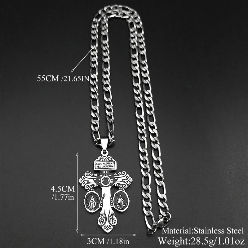 قلادة على شكل صليب يسوع للرجال والنساء من الفولاذ المقاوم للصدأ مطلية بالذهب كاثوليكية سانت بنديكت مريم العذراء مجوهرات تميمة الإيمان #6