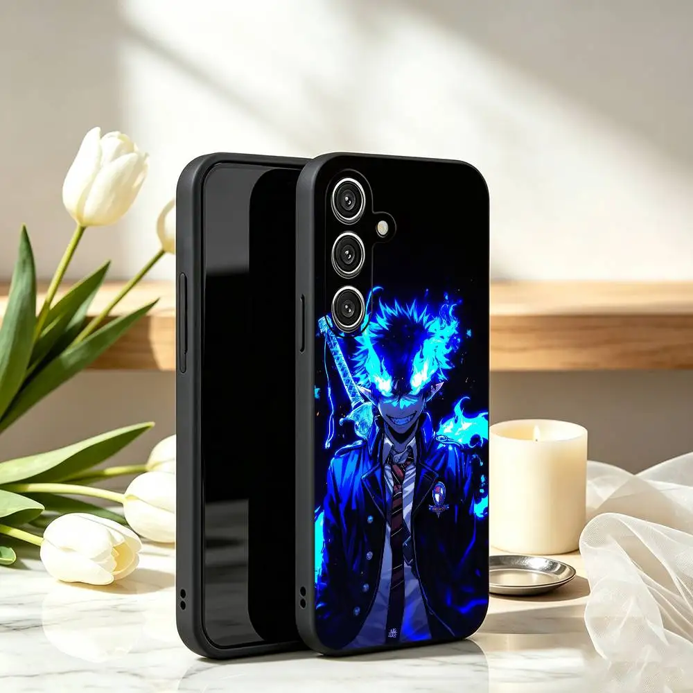 Blue E-Exorcist Anime Phone Case For Samsung Galaxy A73,A72,A71,A70,A53,A52,A51,Others Soft Black Cover