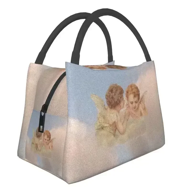 Renaissance Cloud Angels Insulated Lunch Bags for Women Portable Wings Thermal Cooler Lunch Tote Beach Camping Travel