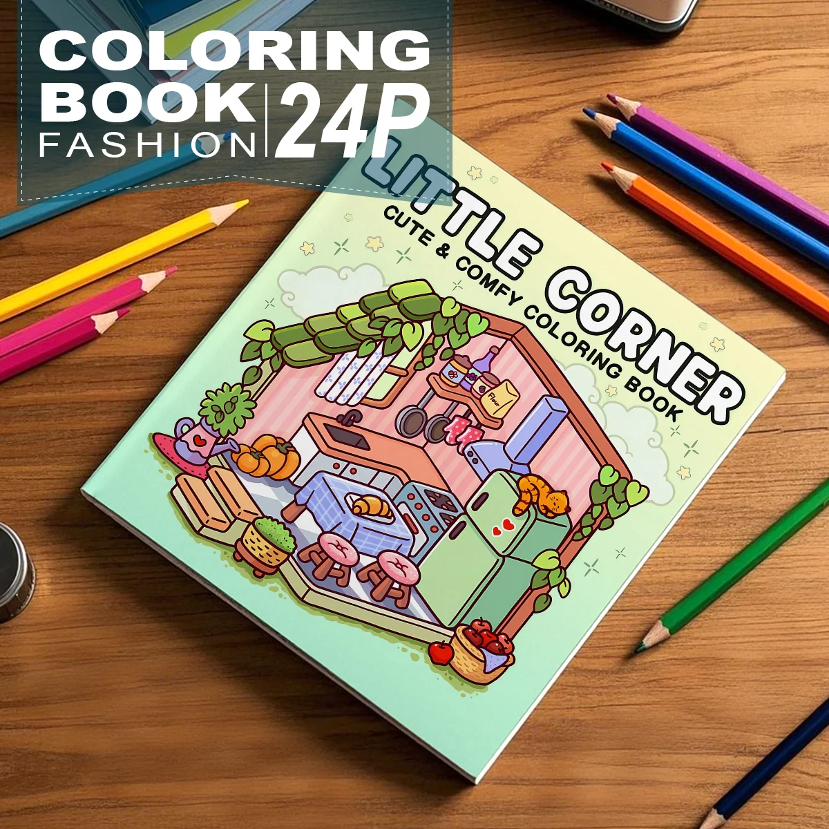LITTLE CORNER Adult Coloring Book for Adults Cute Cozy Comfy Patterns Stress Relief Relaxation DIY Graffiti Drawing Art Book image 3
