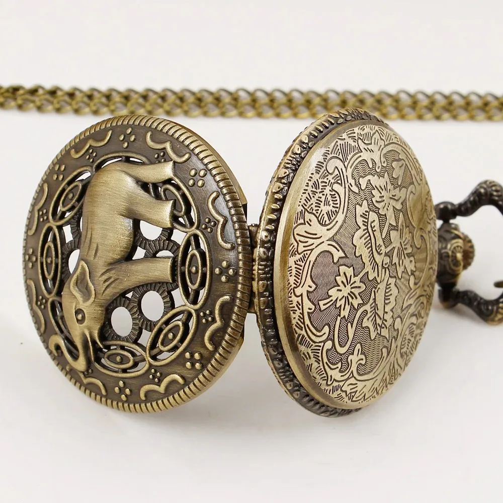 ساعة جيب كوارتز منحوتة على شكل فيل لطيف هدية عيد ميلاد عملية لألعاب الأطفال ساعة جيب رقمية للنساء والرجال