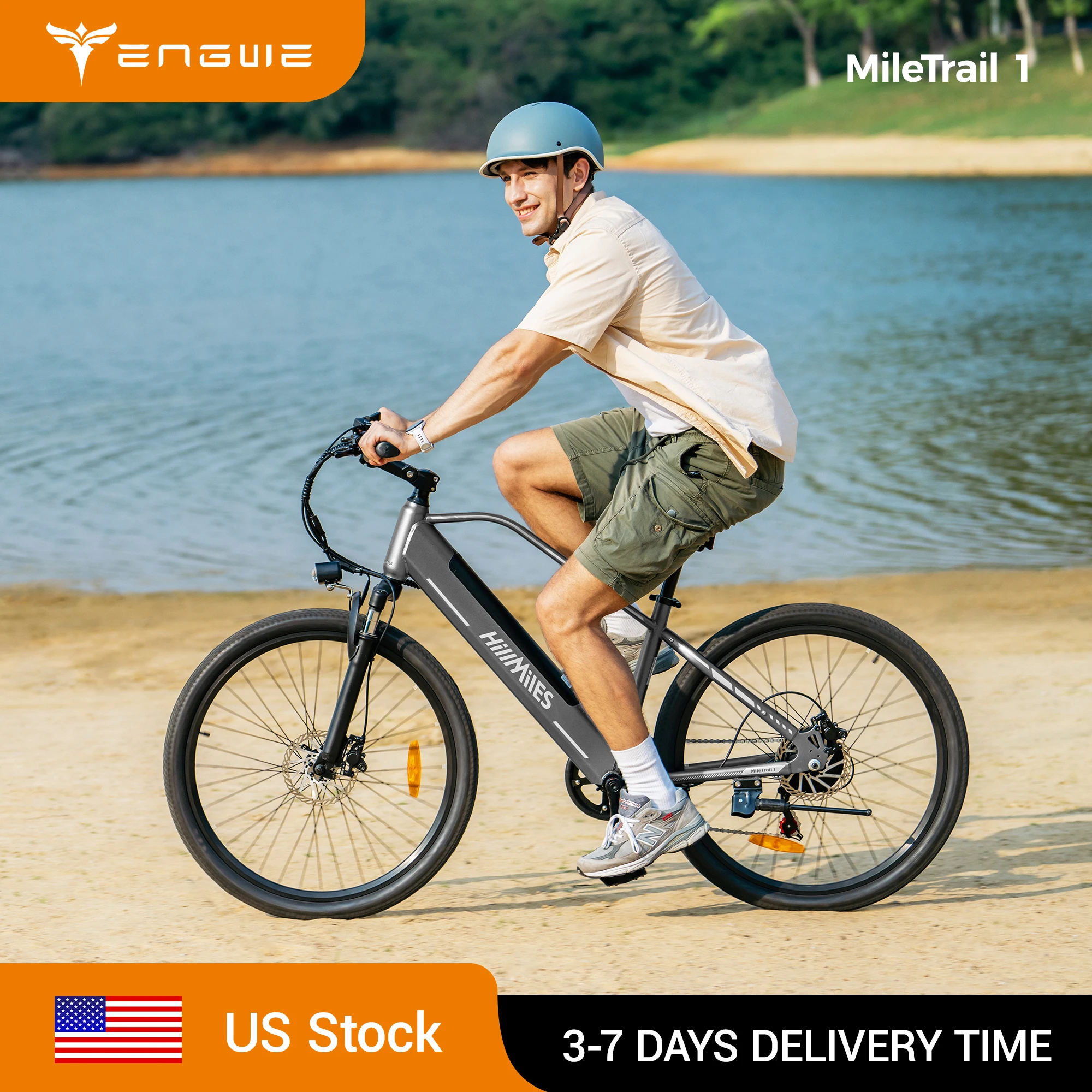 

ENGWE Hillmiles MileTrail Electric Bike 700W Motor 36V 13Ah Battery E-bike 32km/h Front Suspension 7-Speed,city commute,Gray