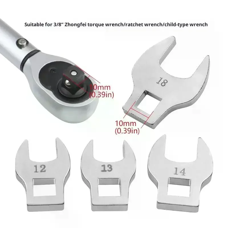 8Pcs 3/8 Inch Interchangeable Handle Bull Head Ratchet Wrench Set Medium Drive L-Shaped Horn Spanner Accessories