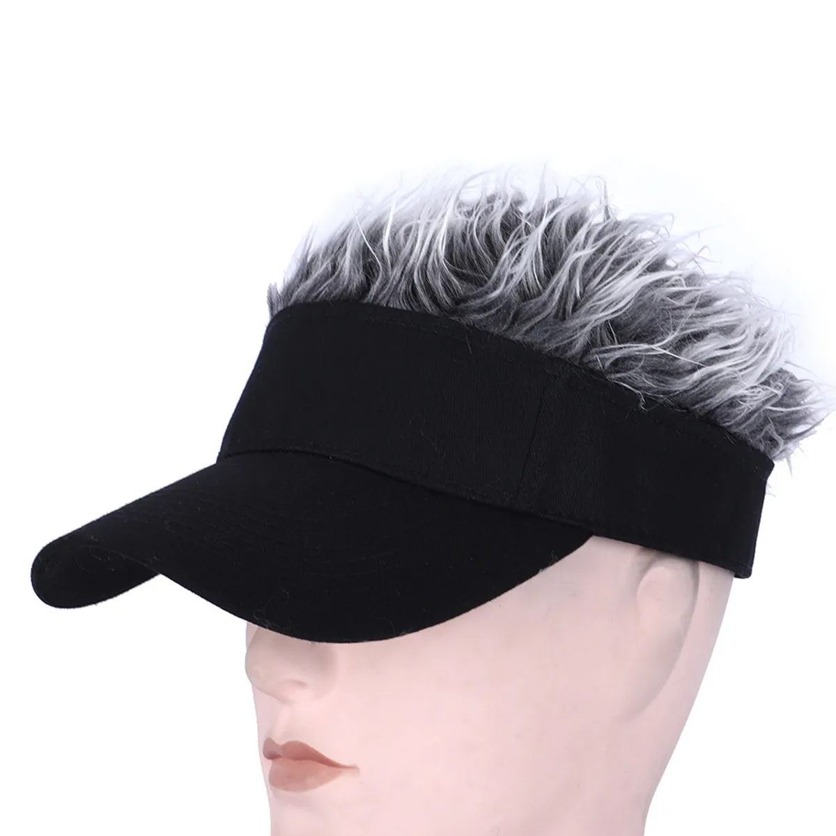 Men Women Casual Concise Sunshade Adjustable Sun Visor Baseball Cap With Spiked Hairs Wig Fake Flair Hair Cap