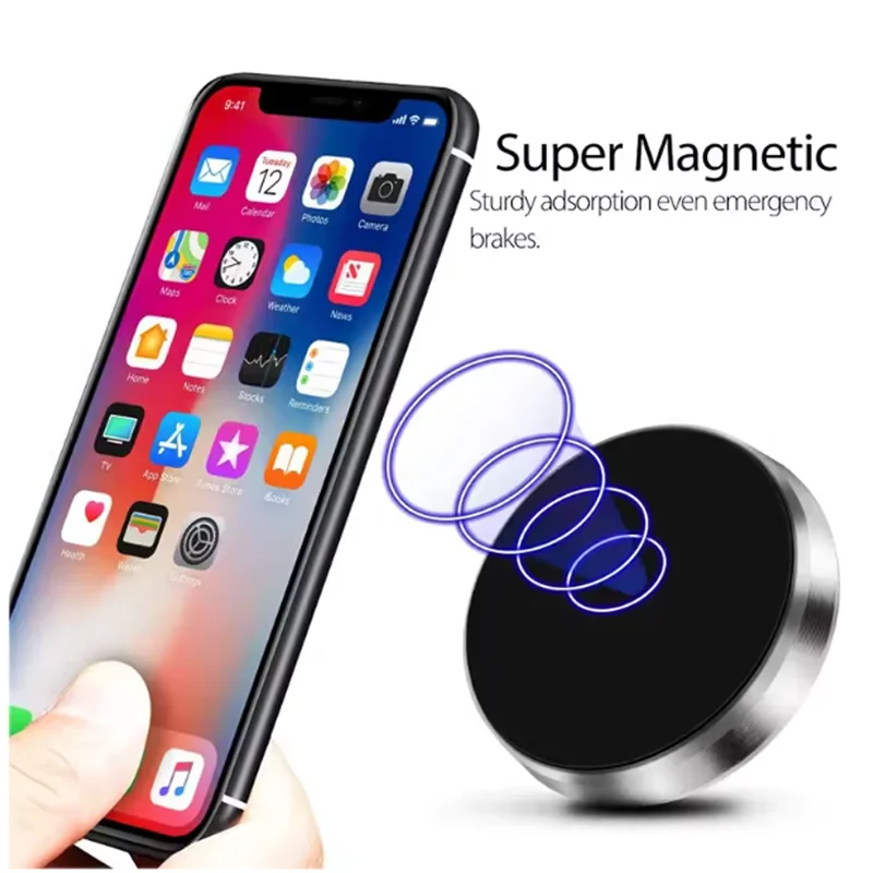 Magnetic Phone Car Mount Flat Cell Phone Holder Universal Stick On Flat Magnetic Car Mount For Dashboard Wall Windshield view 2