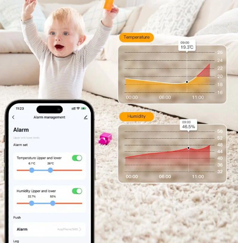 EWeLink App ZigBee Temperature Humidity Sensor Indoor Thermometer for SmartThings Zigbee2MQTT Home Assistant Alexa Google Alice