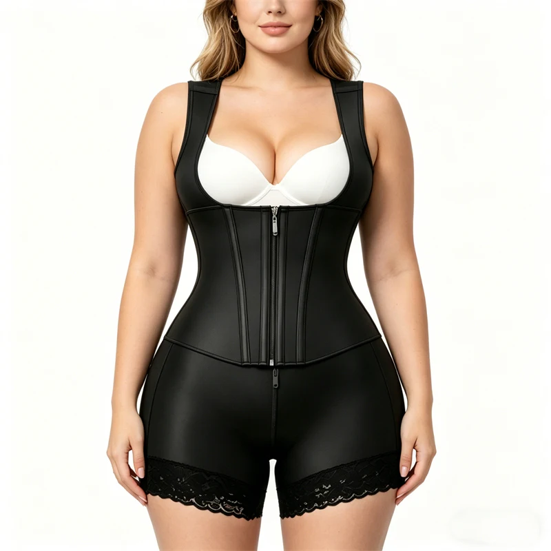 

Double High Compression Body Shaper Women Colombian Fajas Shapewear Bodysuit 13-bone Girdles Tummy Control Full Body Open Crotch