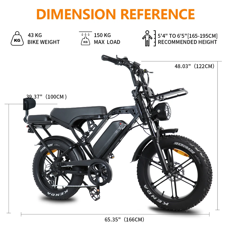 X80Pro Adult Electric Bicycle, Ideal for Daily Urban Commuting | 48V/15Ah Battery, 1000W Motor, 50-60km Range | 20-inch Wide Tires, 7-Speed ​​Drivetrain, Full Suspension, Hydraulic Disc Brakes | All-Terrain Off-Road Electric Bicycle image 8