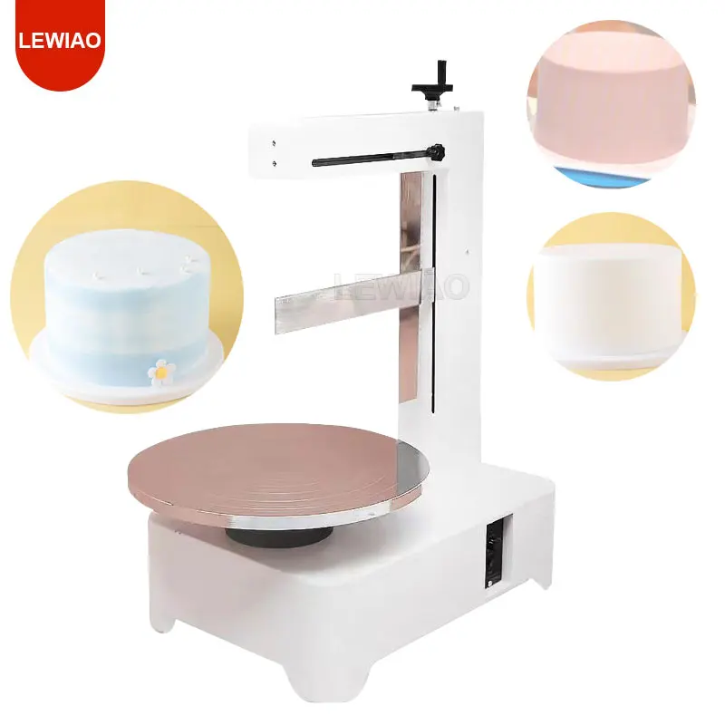 เครื่องเคลือบไอศกรีมเค้กกลมอัตโนมัติเค้กวันเกิดขนมปังเนย Smearing เครื่องกระจายอุปกรณ์เบเกอรี่