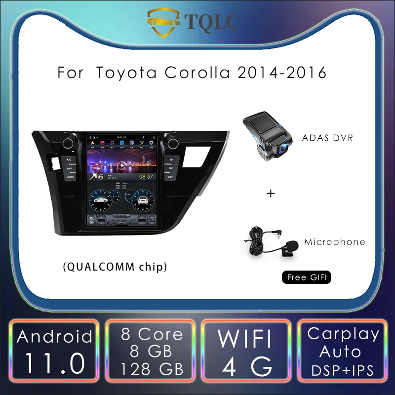 

PX6 Tesla Style Vertical Screen Android 9 Car Radio For Toyota Corolla 10.4 inch Car multimedia Player GPS Navigation 2014-2016