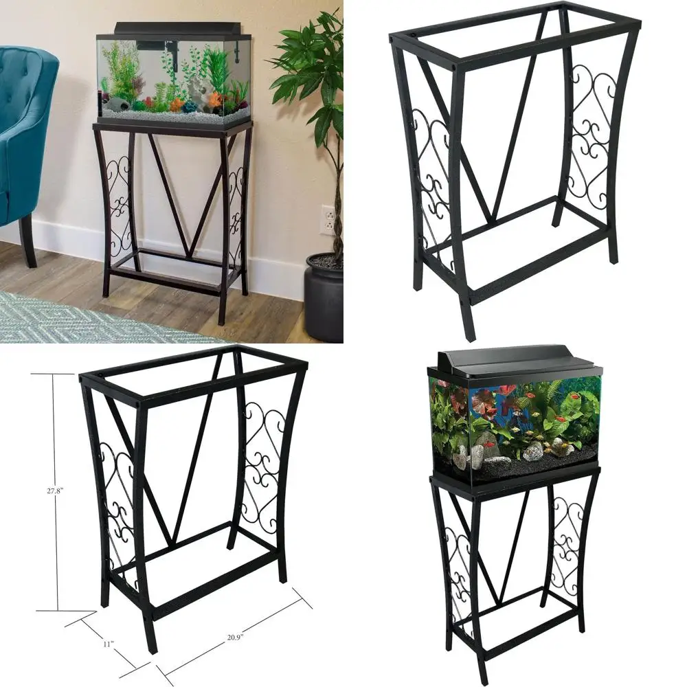 

Черный стальной аквариум на 10 галлонов, 20,9 дюймов в длину x 11 дюймов в ширину