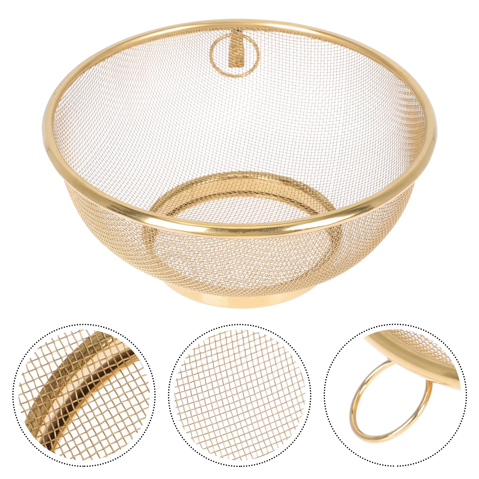 

Ring Stainless Steel Filter Collapsible Laundry Baskets Sieve Golden Rice Drainer Strainer