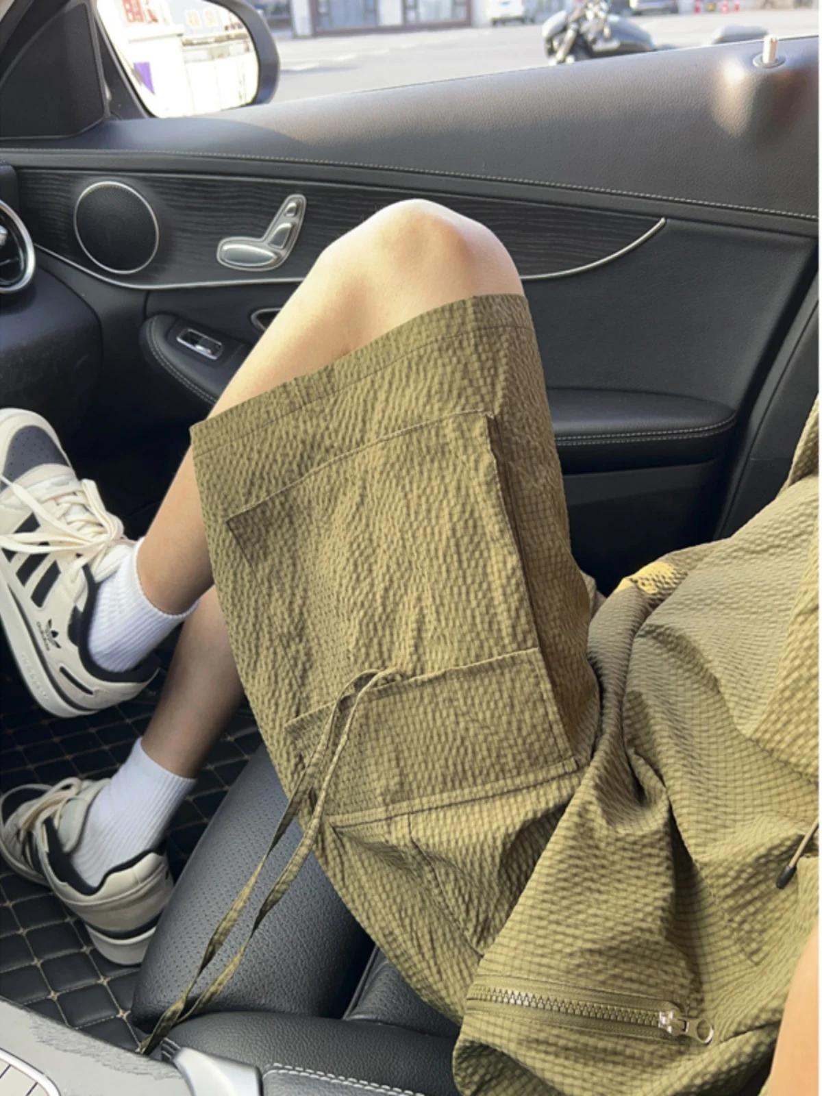 

Мужские летние шорты из ткани Bubble Cloth цвета хаки в стиле американского хип-хопа, трендовые, бренд Five Sixths