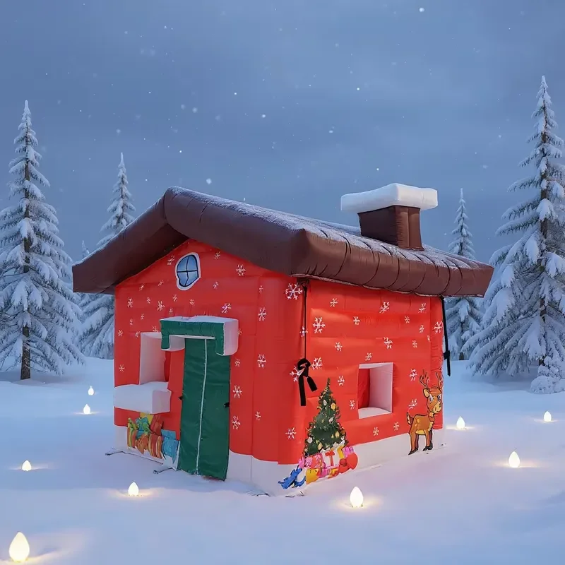 2026 Customized Advertising Inflatable Christmas Castle Santa Grotto House Inflatable Christmas House Tent for Xmas