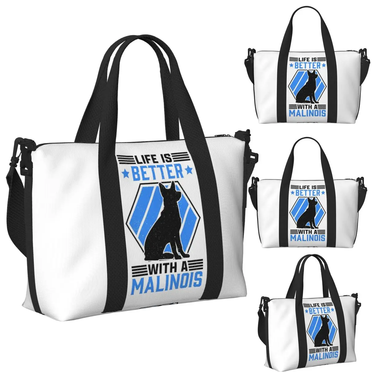 

Бельгийская овчарка Malinois Mechelaar Пляжная дорожная сумка для собак Большая вместительная сумка-тоут для тренажерного зала Йога Женская дорожная сумка для покупок