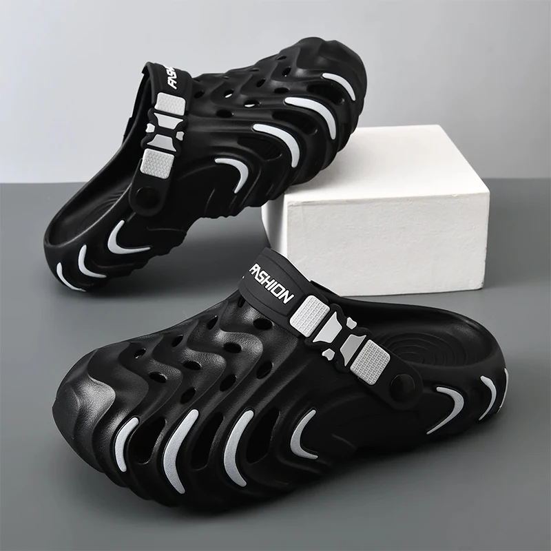 Men Summer EVA Hole Slippers Lightweight Soft Thick Sole Non‑Slip Breathable Casual Outdoor Beach Shower Walking Shoes view 5