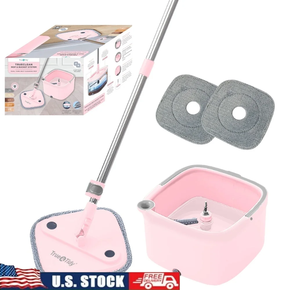 

Система ведра для швабры с двойной щеткой, насадка для швабры на 360°, телескопическая штанга, 2,5 л, отделения для чистой грязной воды, можно стирать в машине