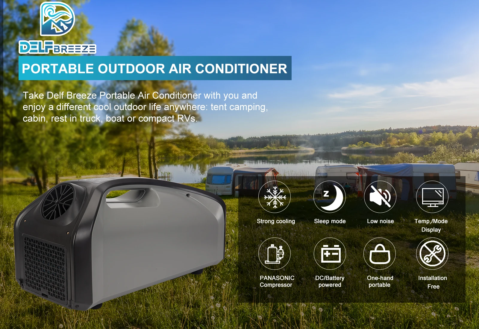 Portable Camping Air Conditioner DC 24V 2550BTU For Outdoor aircon cooler Tent RV Camper MINI mobile Car Truck