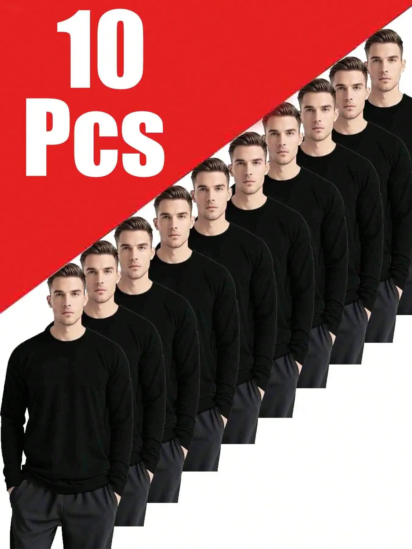 

10 шт. мужских быстросохнущих спортивных футболок из дышащего полиэстера с круглым вырезом и коротким рукавом