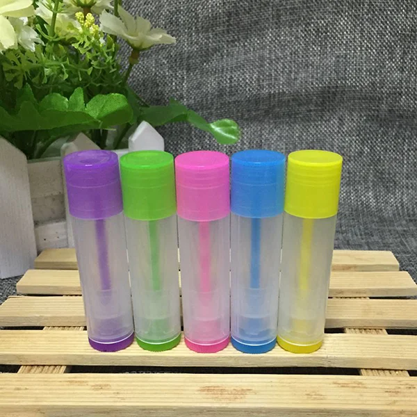 50pcs Lip Balm Empty Container Clear Stick Tube Plastic Lipstick Tube Mold Makeup Glue Stick Tube Mix Color Trip Bottle