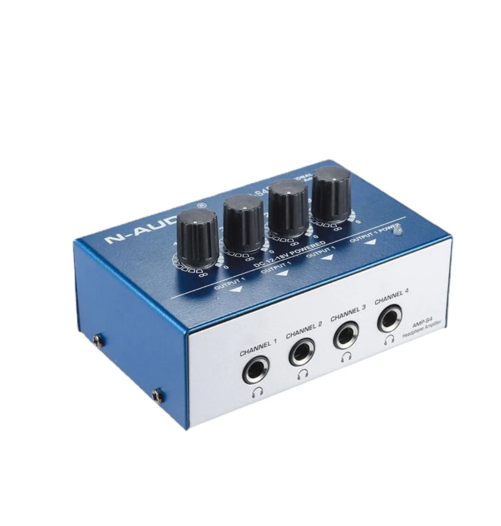 N-AUDIO AMP-S4 4-Way Headphone Amplifier Headphone Amplifier for Music AMP-S4 1 Stereo Analog Inputs 4 TRS Outputs