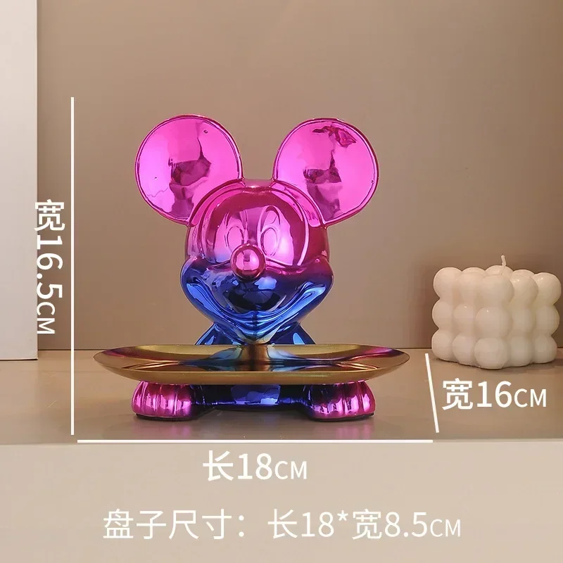 2024 Disney Mickey Tray Cute Tv Cabinet Decoration Home Entrance Cartoon Key Storage Electroplated Decorative Gifts