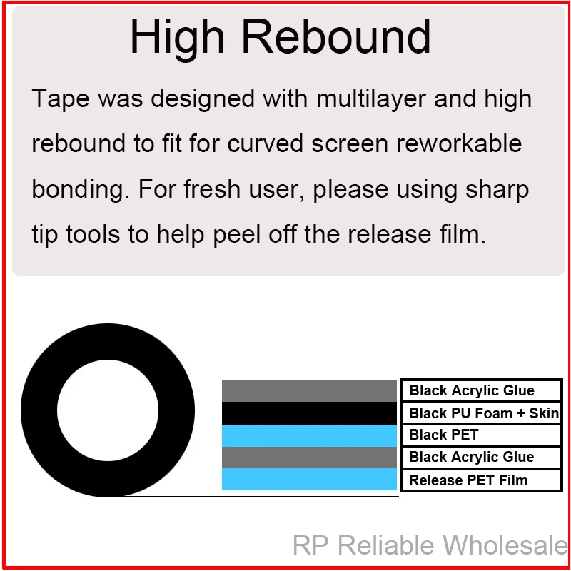 Imagem -03 - Espessura Fita Adesiva Dupla Espuma Preta para Borderless Curvo Monitor tv Screen Frame Bonding Light Shielding mm 1.26 mm de