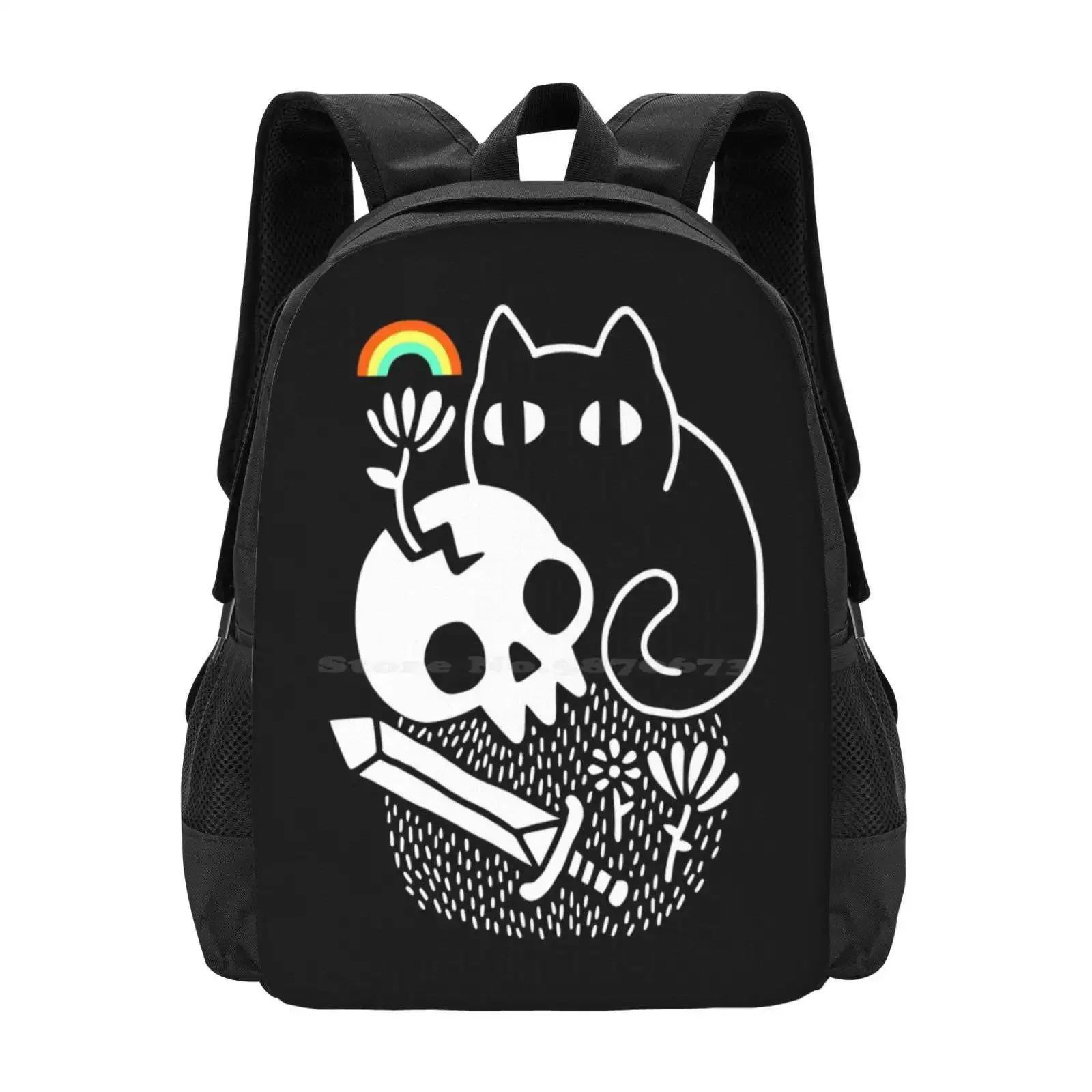 

Cat & Stuff School Bags Travel Laptop Backpack Cats Skulls Rainbows Flowers Swords Magical Stuff Kittens Kitty Cat Meow Hiss