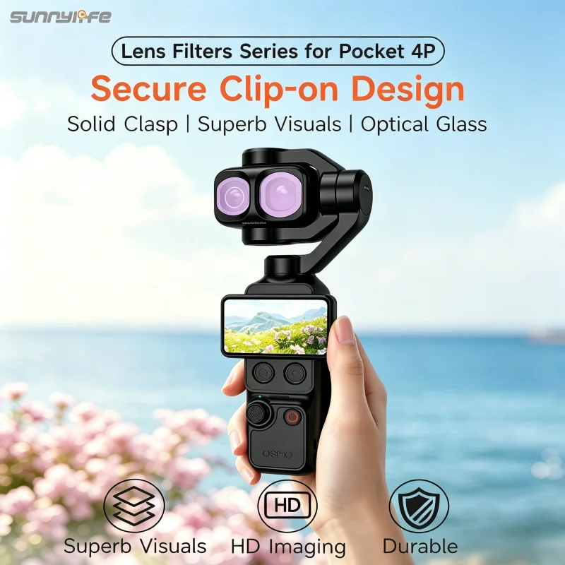 Sunnylife Objektivfilter für DJI Pocket 4P UV CPL ND8/16/32/64 Black Mist Filter Objektivfilter-Set für DJI Pocket 4P Zubehör