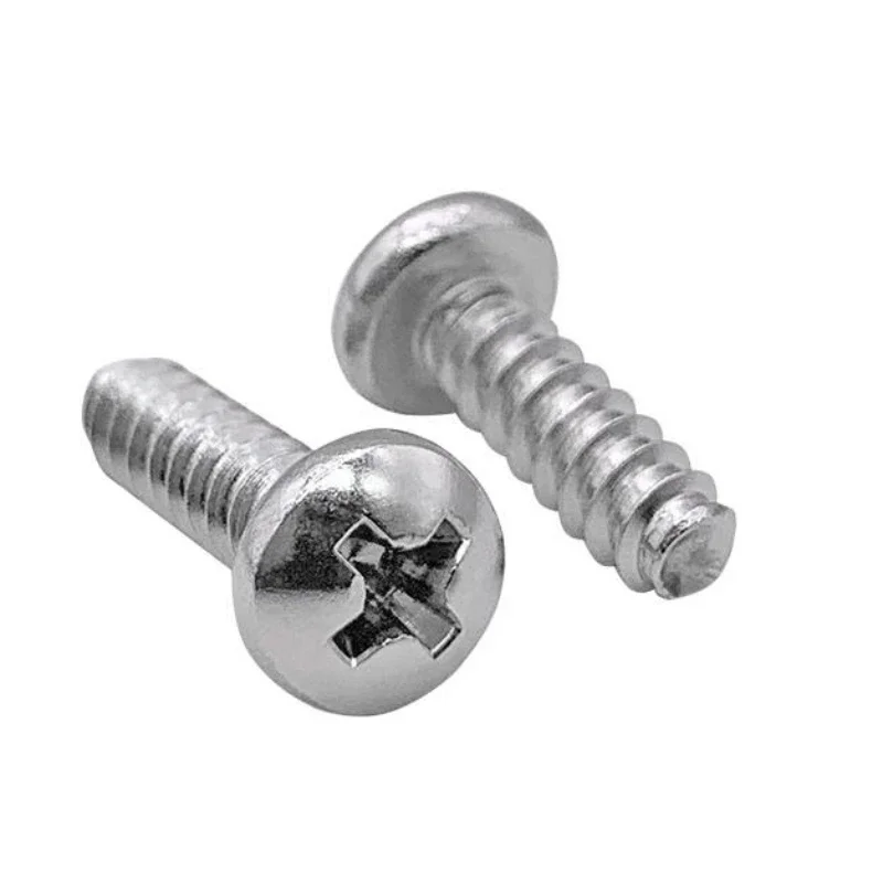 304 Stainless Steel Round Head Cross Cut Tail Self Tapping Screw PT Slotted Self Tapping Screw M1.7 M2 M2.3 M2.6 M3 M3.5 M4 M5