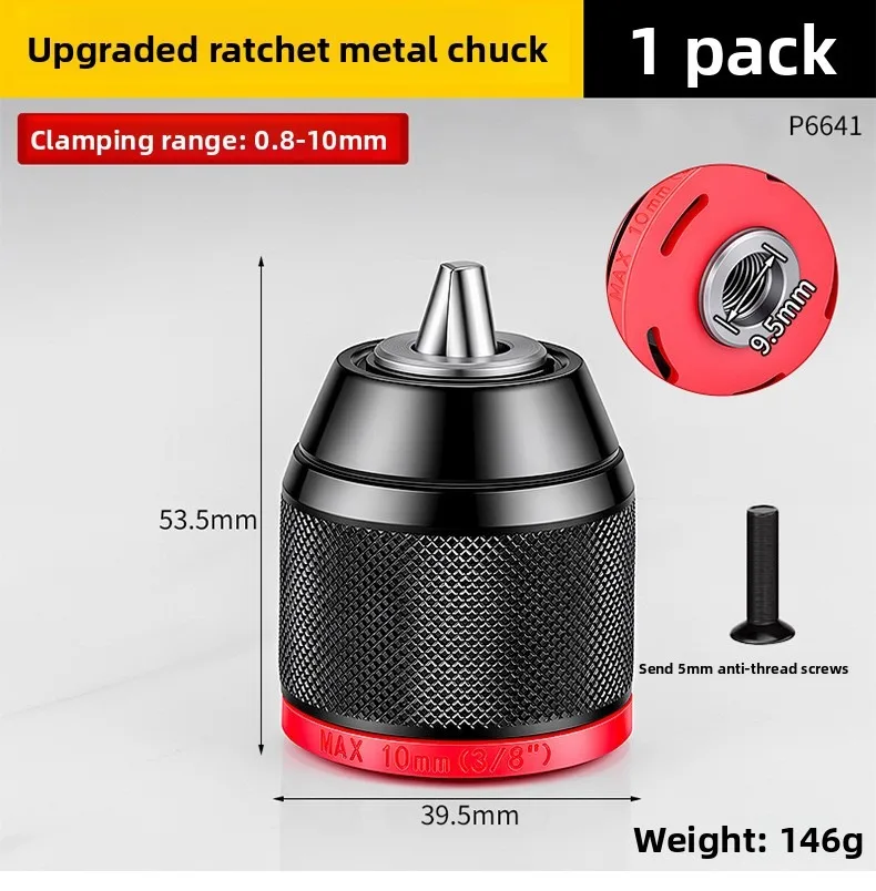 1 Stück Metall-Bohrfutter ohne Schlüssel, 0,8–10 mm, 1,5–13 mm, 3-Backen-Ratschen-Bohrfutter mit Selbstverriegelung, für Elektro-Handbohrmaschinen, Akku-Bohrmaschinen und Lithium-Bohrmaschinen. – Detail 6